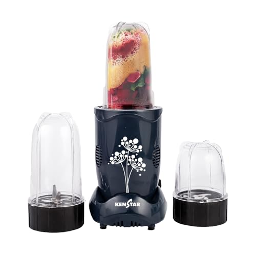 Kenstar Nutrino Mixer Grinder Blender | 3 Jar 350W | High Power Motor Juicer | Blender and Mixer | Durable ABS Body | Blue & Black