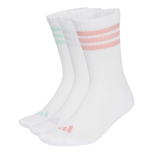🔥 STARKER PREIS (-35%) adidas Unisex 3Stripes Cushioned Sportswear Crew Socks 3 Pair Pack Socks, white/Semi Frozen Turbo/clear mint/Frozen Purple, M