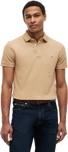 ⚡ BLITZDEAL (-53%) Tommy Hilfiger Herren Poloshirt Kurzarm 1985 Slim Fit, Grau (Sahara Heather), L