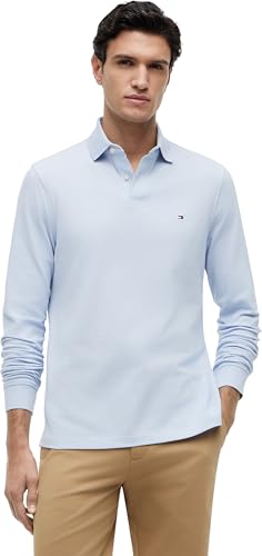 🔥 SELTEN SO GÜNSTIG (-53%) Tommy Hilfiger Herren Poloshirt Langarm Regular Fit mit Knopfleiste, Blau (Breezy Blue), S