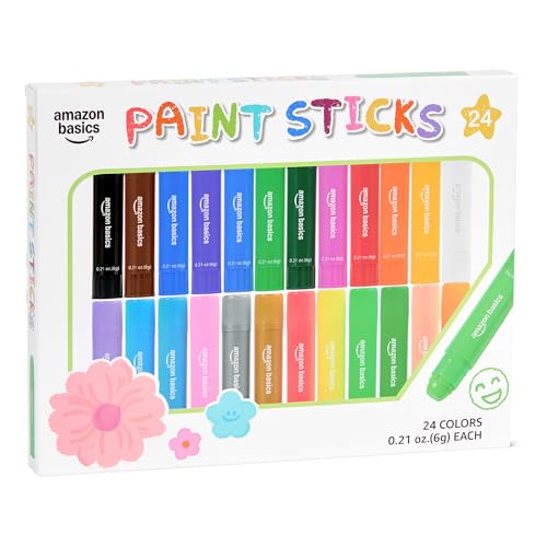 (-30%) Amazon Basics Tempera-Malstifte für Kinder und Schüler, Auswaschbar, mit Drehmechanismus, 24 Farben, je 6g