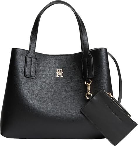 🔥 STARKER PREIS (-52%) Tommy Hilfiger Damen Th Icon Mini Satchel AW0AW18722 Umhängetasche, Schwarz, Einheitsgröße