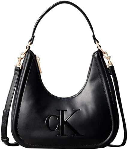🔥 SELTEN SO GÜNSTIG (-53%) Calvin Klein Damen Schultertasche Bold Ck Small mit Tragegurt, Schwarz (Black), Einheitsgröße