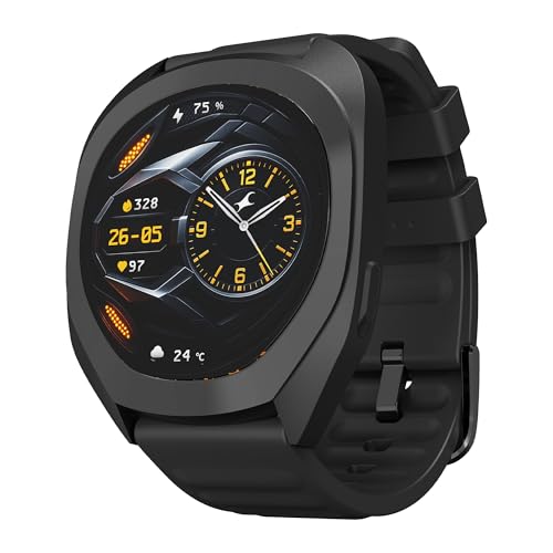 Fastrack Cosmix 1.32" AMOLED Display Metal Case Smart Watch with Heart Rate Monitor,AI Watchface & Chat,Push Button Interactions,BT Calling,IP68 Water