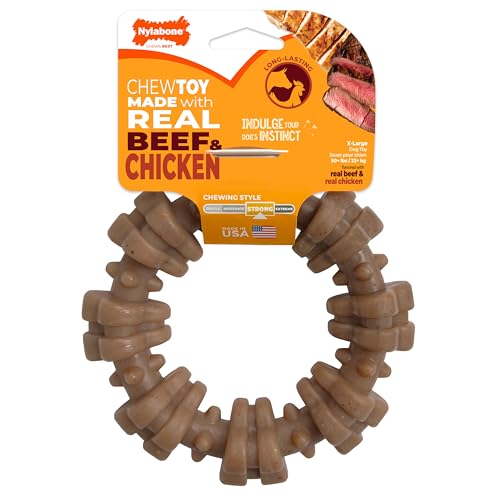 Nylabone Strong Chew Textured Ring Dog Toy Beef Chicken X-Large 50+ lb