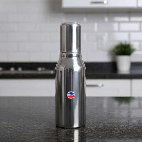 Stainless Steel Oil can, Easy Flow Stainless Steel Oil Dispenser Bottle with Cap | Air-Tight Spill-Proof (350 ML)