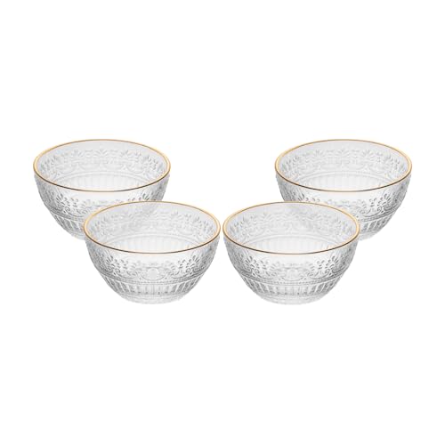 WOLFF - Conjunto 4 Bowls Mauve com Fio de Ouro 12,5cm x 6,5cm Cristal