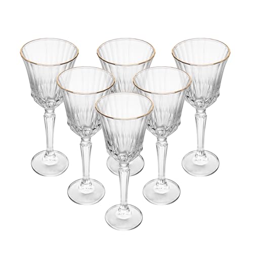 WOLFF - Conjunto de 6 Taças de Vinho Belle Jour com Fio de Ouro 280ml Cristal Ecológico
