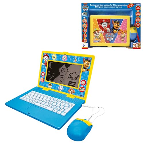 LEXIBOOK, Paw Patrol, Bilingual and Educational Laptop German/English, Toy for Children, 170 Activities to Learn, Play Games and Music, Large Screen, Blue/yellow, JC599PAi3LXB
