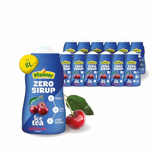 (-35%) Pfanner Zero Sirup Ice Tea Wildkirsche (12 x 57 ml) – Zuckerfreier Getränkesirup für 12 x 8 L Eistee – kalorienfrei & ohne Zucker – Pfanner Eistee Geschmack