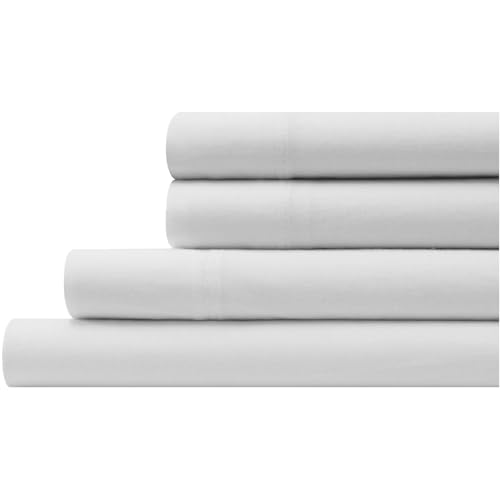 Aeropostale Super Soft Jersey Knit Sheet Set, 4 Piece Bed Sheets, Cotton Rich Jersey Sheets, Fits Mattresses up to 18” Deep, King Size, White White King