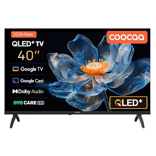 (-17%) coocaa Smart TV 40 Zoll, 100cm, QLED FHD Fernseher kompatibel mit Google TV, HDR 10, Dolby Audio, Bluetooth 5.1, EyeCare, Google Cast, Triple Tuner DVB-T/-T2/-C/-S/-S2 CI+, 2026 Upgrade-Modell