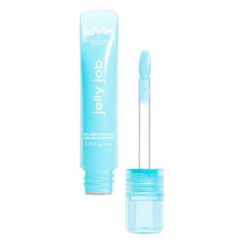 NYX Professional Makeup Jelly Job Peptide Lip Gloss, High-Shine Glassy Finish, Volumizing Peptide Complex & Cherry Oil, 16 Shimmer & Pure-Shine Shades, Korean Makeup, Shade: Jelly Frost