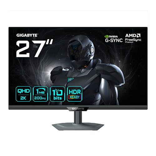 Gigabyte G27Q2 27” 2K QHD Gaming-Monitor - 2560 x 1440, 200Hz, 1ms, 350 cd/m², G-Sync-kompatibel, FreeSync Premium, HDR10, HDMI 2.0, DisplayPort 1.4