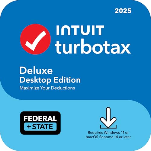 TurboTax Deluxe Desktop 2025, Federal & State Tax Return [Win11/Mac14 Download]