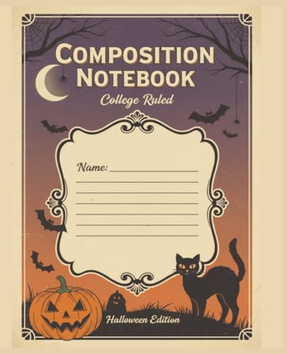 Vintage Halloween College Ruled Composition Notebook: Vintage Halloween Themed Design for School, Journaling, or Office Notes | 7.5 x 9.25 Inch, 120 Pages, Perfect Back to School Gift