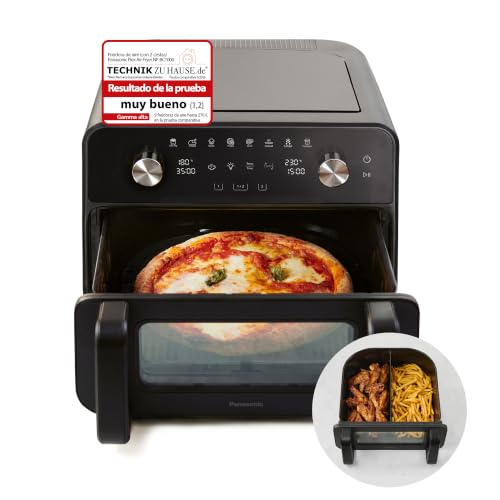 (-22%) Panasonic NF-BC1000 Flex Air Fryer mit Sichtfenster, XL Flexibler Garkorb, Herausnehmbarer Trennsteg für 2 Garzonen, 9,6 Liter, 30–230 °C, Schondampf, 8 Voreinstellungen, leicht zu reinigen, Schwarz