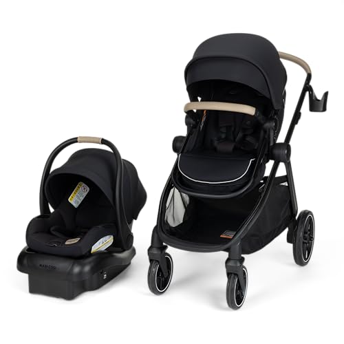 Maxi-COSI Zelia Pro 5-in-1 Travel System with Mico Pro Infant Car Seat, Baby Stroller Combo, Reversible Seat, Large Wheels, Adjustable Handle, Newborn to Toddler, Lightweight, Caspian Caviar