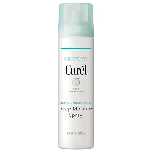 Curél Deep Moisture Spray, Ultra-Fine, Ceramide-Infused Hydrating Mist, Face & Body Moisturiser For Dry, Sensitive Skin, Cooling Spray To Use Under & Over Makeup, Japanese Skincare, 144ml