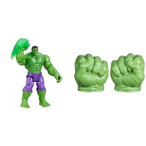 Marvel Hulk Action Figure 4-Inch Epic Hero Series & Gamma Smash Foam Fists Bundle - Avengers Super Hero Toys