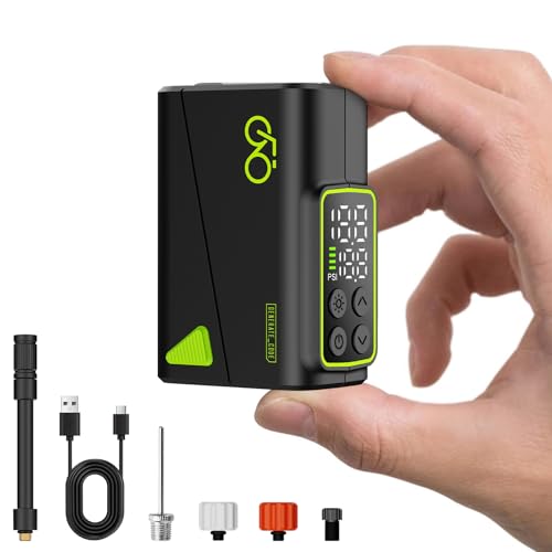 ⚡ BLITZDEAL (-70%) elzle Mini Elektrische Luftpumpe Fahrrad, Max 150 PSI Fahrradpumpe mit Taschenlampe,150gTragbarer Fahrradluftpumpe für Fahrrad Motorrad Roller Bälle,LED Digital Display,USB-C wiederaufladbar