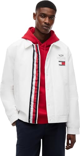 ⚡ BLITZDEAL (-65%) Tommy Hilfiger Unisex Blouson Jacke TH X Cadillac F1 Chevron mit Knopfleiste, Weiß (White), M