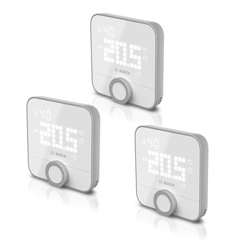 🔥 STARKER PREIS (-38%) Bosch Smart Home Raumthermostat II für kabelgebundener Heizsysteme, 230 V, 3er Set, kompatibel mit Apple Home, Alexa & Google Home, Controller II erforderlich