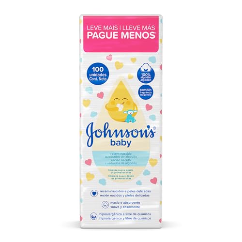 Quadrados de Algodão Recém-Nascido JOHNSON’S® baby 100 unidades