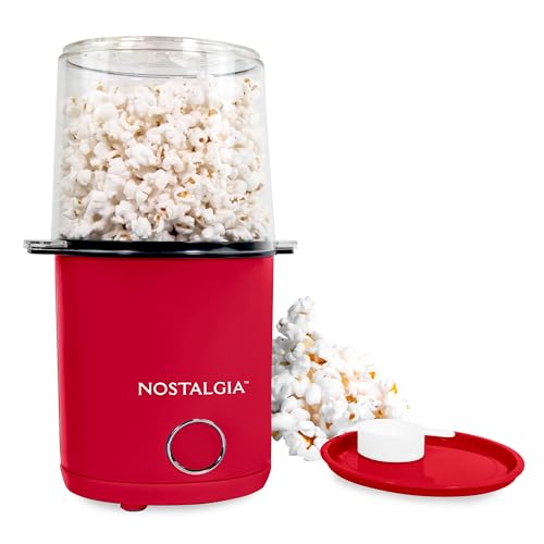 Nostalgia 8-Cup Hot Air Popcorn Maker & Bowl - 2-In-1 Bowl & Lid, 2 oz Measuring Cup - Oil-Free Pop Corn for Movie Night