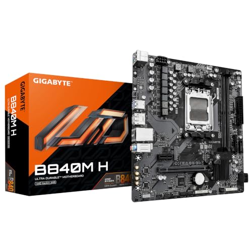 GIGABYTE Placa-Mãe B840M H, Soquete AM5, Chipset AMD B840, Modelo B840M H 1.0, Para Processadores AMD