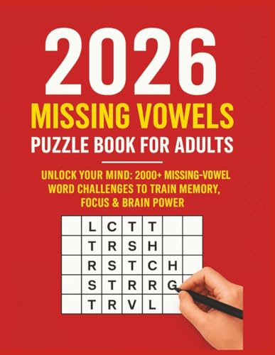 2026 Missing Vowels Puzzle Book for Adults