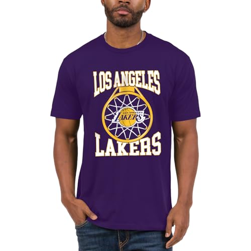 Junk Food NBA - Los Angeles Lakers - Above the Rim - Officially Licensed Adult Short Sleeve Fan Tee for Men and Women