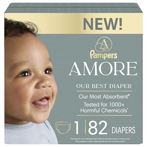 Pampers Amore Size 1 8-14 lb Hypoallergenic Fragrance Free 82 Count