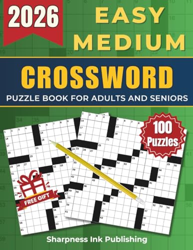 Easy - Medium Crossword Puzzle Book For Adults and Seniors