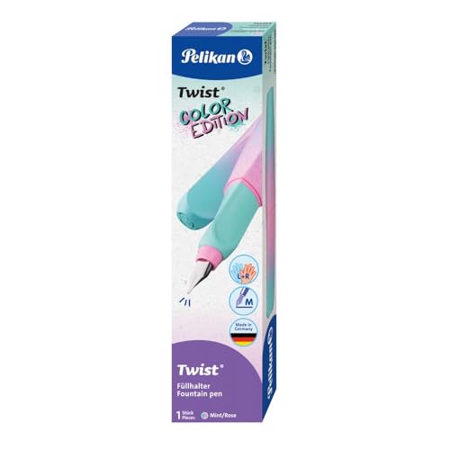 🔥 STARKER PREIS (-25%) Pelikan Twist Color Edition Füllhalter, Edelstahl-Feder in Strichbreite M inkl. Tintenpatrone, mint/rose
