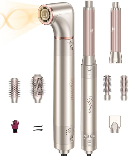 Rylena 8-in-1 High-Speed Air Styler & Hair Dryer Brush, 110,000 RPM Fast Drying Multi-Styler, Auto-Wrap Curlers, Ionic F