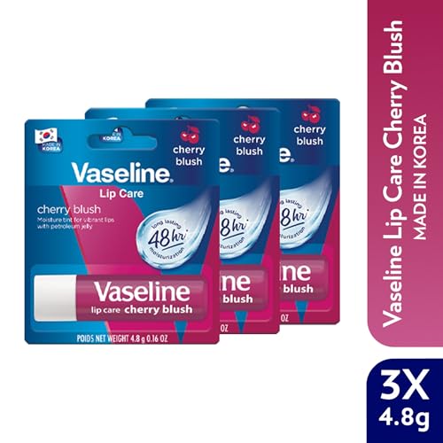 Vaseline Lip Care Cherry Blush Tinted Lip Balm Stick 4.8g (Pack of 3)