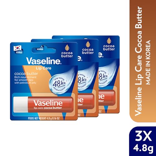 Vaseline Lip Care Cocoa Butter Lip Balm Stick 4.8g (Pack of 3)
