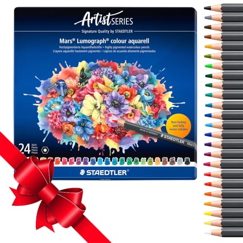 (-28%) STAEDTLER Aquarellfarbstifte wasservermalbar – 24 hochwertige Künstler-Farbstifte im Metalletui – Sechskant-Design, 3,6 mm Mine, intensive Farben & lichtbeständig – ideal für Aquarellmalerei