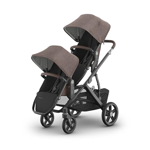 UPPAbaby Vista V3 Stroller + RumbleSeat V3 - Convertible Single-to-Double Stroller System- Toddler Seat, RumbleSeat Accessory, Adapters Included - Owen (Mocha Mélange/Carbon Frame/Chestnut Leather)