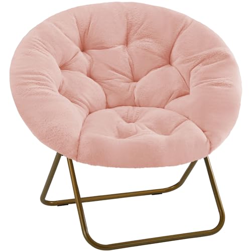 DUMOS Comfy Saucer Chair,Faux...Mushroom/Round Oversized Style