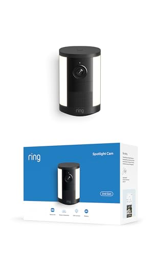 ⚡ BLITZDEAL (-41%) Ring Spotlight Kamera (Spotlight Cam), Akku (neueste Generation), Weitwinkel-Video in Retinal 2K, optimierter 6x-Zoom, bewegungsaktivierte Spotlights, 30-tägiger Gratiszeitraum für Ring-Abonnement