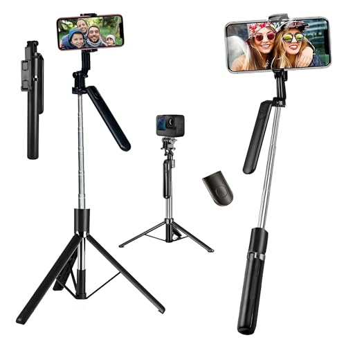 Kratos K18V2 Long Selfie Stick Tripod Stand 67 inch/1.7 M, 360° Rotation Handle for Anti Shake Shooting Tripod, Multifunctional Bluetooth Tripod for M