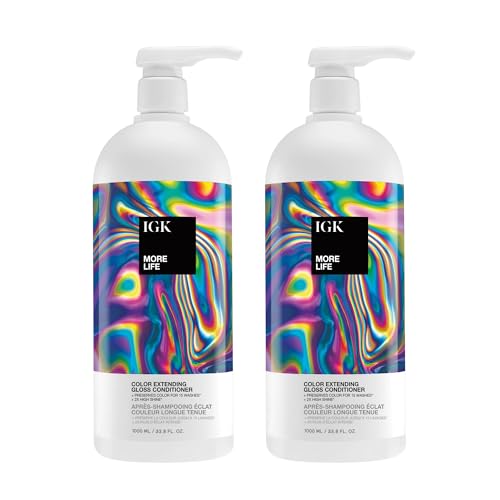 IGK MORE LIFE Color Extending Conditoner Liter 2-Pack – Sulfate-Free Shampoo for Color-Treated Hair – Protects, Hydrates & Extends Color