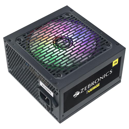 Zebronics Premium Power Supply, Long Flat Cables, Silent 120mm Fan,12V 52A, 6+2 PCIe, 4+4 CPU, 4 x SATA, 2 x MOLEX, Multicolor LED Light, Built-in Pro
