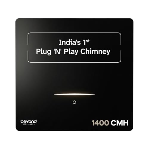 Beyond Appliances Cube Pro Plug N Play Ductless Kitchen Chimney | 1400 CMH| Auto-Clean| 5-Stage Charcoal Activated Filter +4Yr Warranty| 3-way Suction