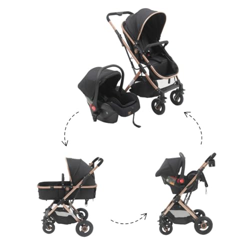 Carrinho Passeio Bebê Moisés Reversível Elysian Maxi Baby Preto