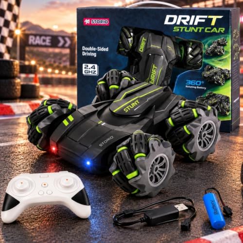 360° Rotating | 4WD Stunt Action with Dual-Sided Climbing, Tumbling | Easy Type-C charging - No Battery Removal Required