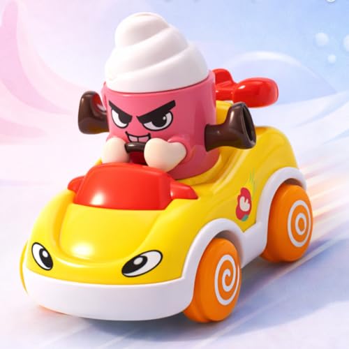 Storio Foodie Toy Car - Mr Icecream | Friction Powered Vehicle for 1–3 Year Old Boys & Girls | Push & Go Baby Car Toy | Cartoon Car for Toddlers 12–18