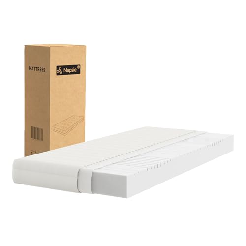 (-20%) NAPSIE Matratze 90x200 Mittelfest 16cm - Ergonomische 7-Zonen Hochwertige Kaltschaummatratze mit waschbarem Bezug, Atmungsaktiv Schaumstoffmatratze Rollmatratze, Oeko-Tex Standard 100 Zertifiziert